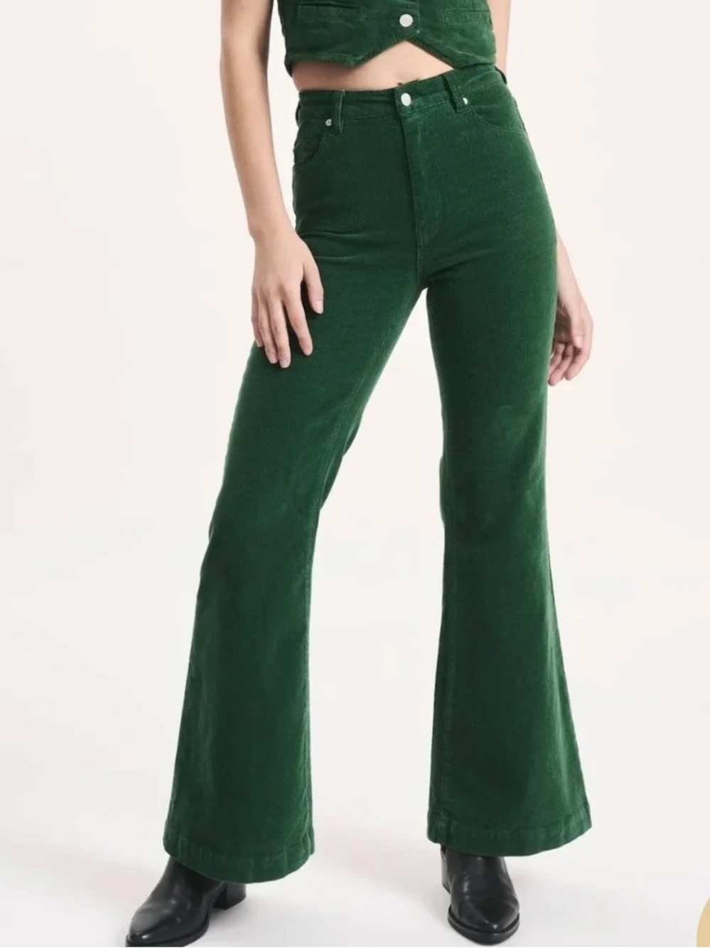 Rollas Basil Green EastCoast High Rise Flare Jeans NWT 26